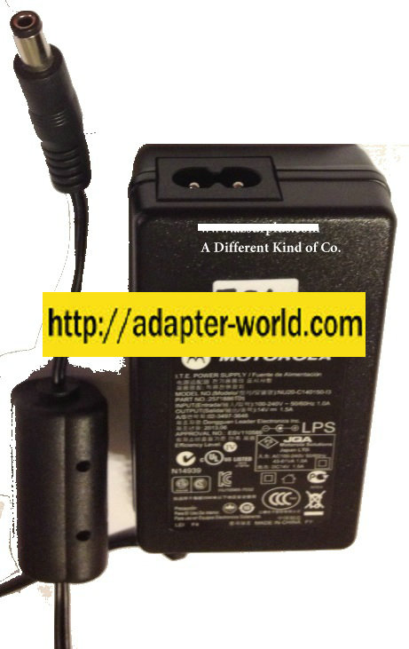 MOTOROLA NU20-C140150-I3 AC ADAPTER 14VDC 1.5A New -( ) 2.5x5.5